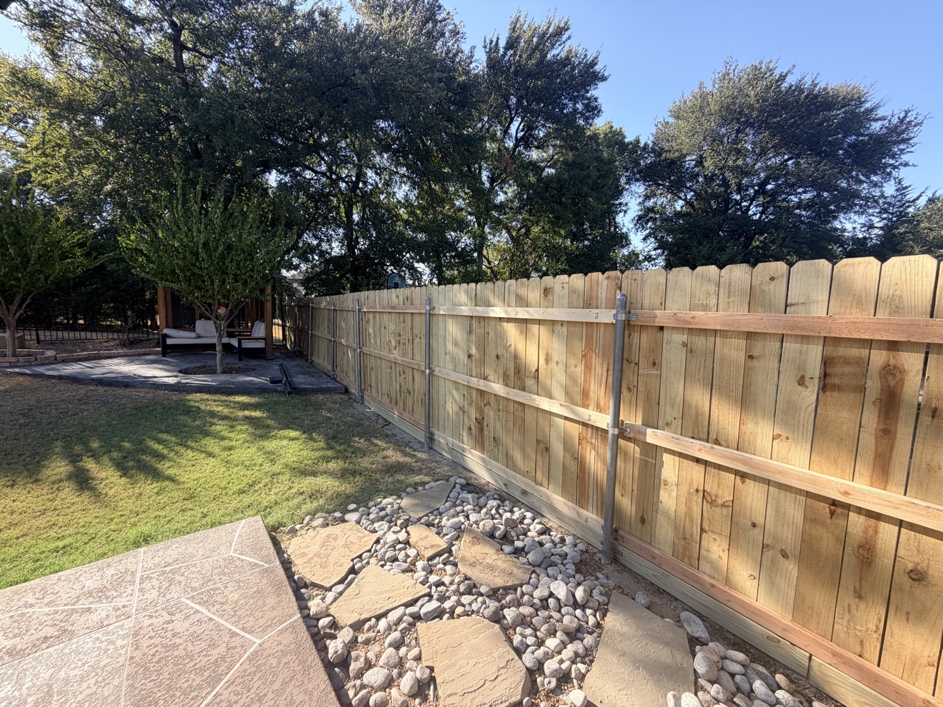New backyard wood fence after replacement